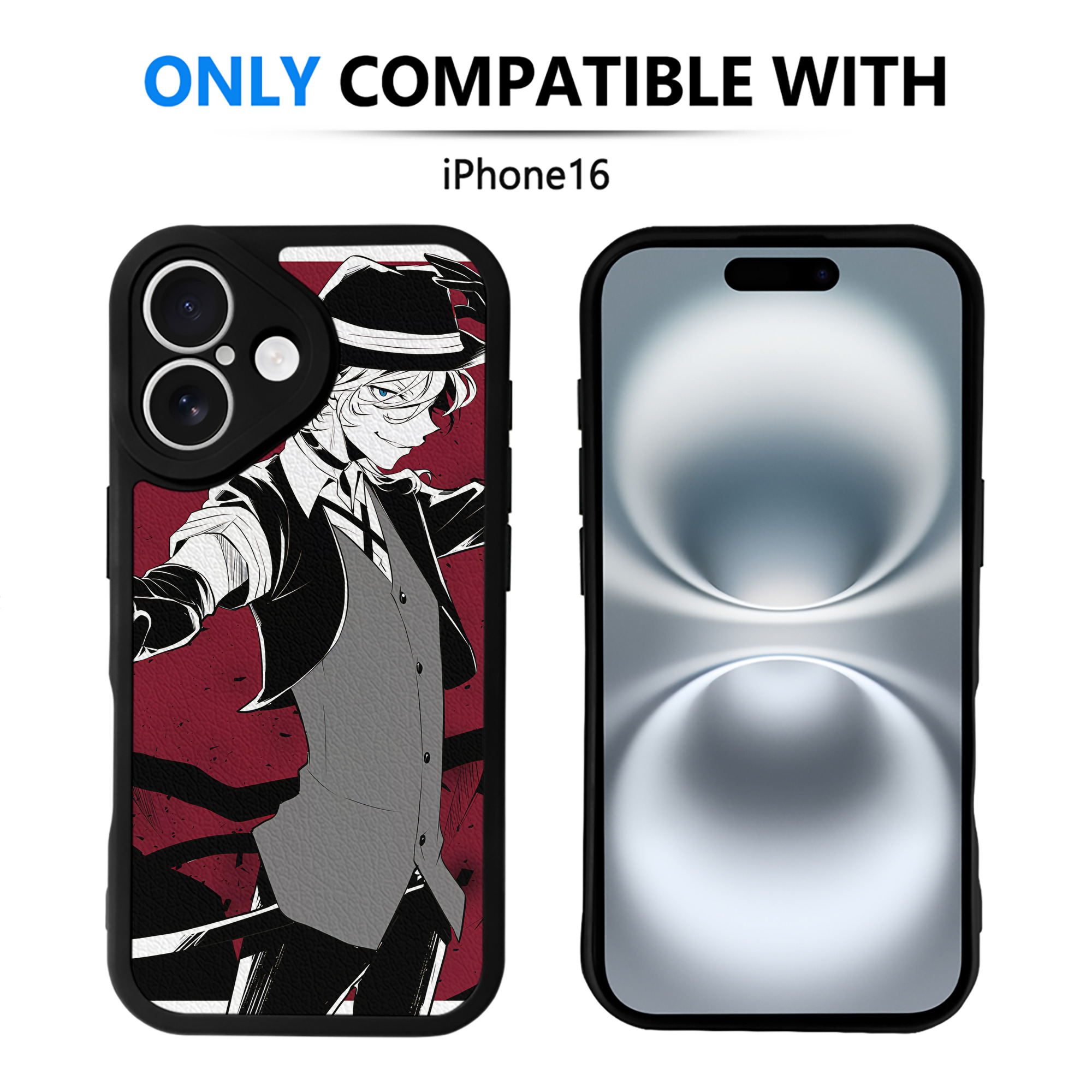 （画像用） 文豪ストレイドッグス Bungo Stray Dogs 【iPhone 16シリーズ対応】シリコンスマホケース（レザー調） 材質：シリコン